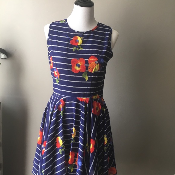 Maison Jules Floral & Striped Fit & Flare Dress - Picture 2 of 3